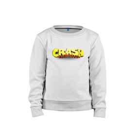 Детский свитшот хлопок с принтом Crash Bandicoot Logo (Z) в Ухте, 100% хлопок | круглый вырез горловины, эластичные манжеты, пояс и воротник | Тематика изображения на принте: aku aku | bandicoot | cortex | crash | crash bandicoot | dr. neo cortex | naughty dog | tornado spin | бандикут | кортекс | крэш | тавна