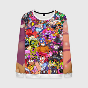 Мужской свитшот 3D с принтом Brawl STARS (коллаж) в Ухте, 100% полиэстер с мягким внутренним слоем | круглый вырез горловины, мягкая резинка на манжетах и поясе, свободная посадка по фигуре | brawl | leon | moba | stars | supercell | игра | коллаж | паттерн