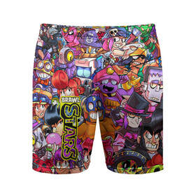 Мужские шорты спортивные с принтом Brawl STARS (коллаж) в Ухте,  |  | brawl | leon | moba | stars | supercell | игра | коллаж | паттерн