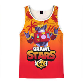 Мужская майка 3D с принтом BRAWL STARS SURGE в Ухте, 100% полиэстер | круглая горловина, приталенный силуэт, длина до линии бедра. Пройма и горловина окантованы тонкой бейкой | Тематика изображения на принте: brawl stars | crow | gale | leon | leon shark | max | nani | sally leon | shark | sprout | surge | tara | virus 8 bit | werewolf leon | акула | берли | бравл старс | ворон | макс | нани | оборотень