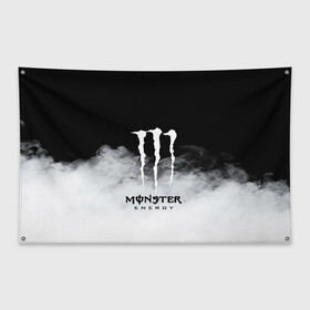 Флаг-баннер с принтом MONSTER ENERGY BLACK в Ухте, 100% полиэстер | размер 67 х 109 см, плотность ткани — 95 г/м2; по краям флага есть четыре люверса для крепления | brend | green | monster energy | андреналин | бренд | зеленый | логотип | монстр | напиток | энергетик | энергия