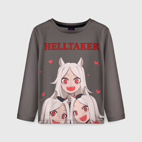 Детский лонгслив 3D с принтом Люцифер Helltaker в Ухте, 100% полиэстер | длинные рукава, круглый вырез горловины, полуприлегающий силуэт
 | Тематика изображения на принте: anime | azazel | beelzebub | cerberus | hel | helltaker | judgement | justice | lucifer | malina | modeus | pandemonica | zdrada | аниме | здрада | люцифер | малина | модеус | пандемоника | правосудие | справедливость | хеллтейкер | х