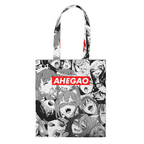 Шоппер 3D с принтом Ахегао лица лого в Ухте, 100% полиэстер | Плотность: 200 г/м2; Размер: 34×35 см; Высота лямок: 30 см | ahegao | kawai | kowai | oppai | otaku | senpai | sugoi | waifu | yandere | ахегао | ковай | отаку | семпай | сенпай | сэмпай | яндере