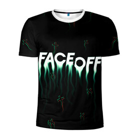 Мужская футболка 3D спортивная с принтом Face off-Мистика в Ухте, 100% полиэстер с улучшенными характеристиками | приталенный силуэт, круглая горловина, широкие плечи, сужается к линии бедра | face off | без лица. | градиент | мистика