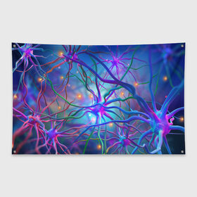 Флаг-баннер с принтом НЕРВНЫЕ ОКОНЧАНИЯ в Ухте, 100% полиэстер | размер 67 х 109 см, плотность ткани — 95 г/м2; по краям флага есть четыре люверса для крепления | abstract | abstraction | абстракция | днк | нейроны | психоделика