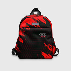 Детский рюкзак 3D с принтом AUDI в Ухте, 100% полиэстер | лямки с регулируемой длиной, сверху петелька, чтобы рюкзак можно было повесить на вешалку. Основное отделение закрывается на молнию, как и внешний карман. Внутри дополнительный карман. По бокам два дополнительных кармашка | audi | авто | автомобиль | ауди | логотип | марка | машина | надпись | текстура