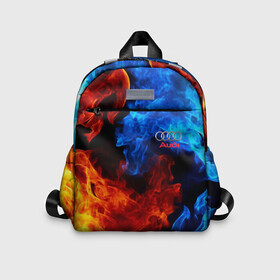 Детский рюкзак 3D с принтом AUDI в Ухте, 100% полиэстер | лямки с регулируемой длиной, сверху петелька, чтобы рюкзак можно было повесить на вешалку. Основное отделение закрывается на молнию, как и внешний карман. Внутри дополнительный карман. По бокам два дополнительных кармашка | audi | авто | автомобиль | ауди | логотип | марка | машина | надпись | текстура