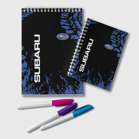 Блокнот с принтом SUBARU в Ухте, 100% бумага | 48 листов, плотность листов — 60 г/м2, плотность картонной обложки — 250 г/м2. Листы скреплены удобной пружинной спиралью. Цвет линий — светло-серый
 | Тематика изображения на принте: 2020 | auto | sport | subaru | авто | автомобиль | автомобильные | бренд | марка | машины | спорт | субару
