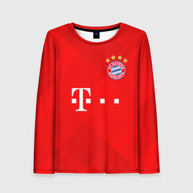 Женский лонгслив 3D с принтом BAYERN MUNCHEN. в Ухте, 100% полиэстер | длинные рукава, круглый вырез горловины, полуприлегающий силуэт | fc | fc bayern munich | football | football club | sport | клуб германии | мюнхен | немецкий футбольный клуб | спорт | уефа | униформа | фирменные цвета | фк | футбол | футбольный клуб | футбольный клуб бавария