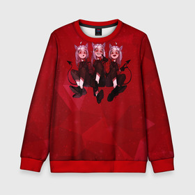 Детский свитшот 3D с принтом HELLTAKER в Ухте, 100% полиэстер | свободная посадка, прямой крой, мягкая тканевая резинка на рукавах и понизу свитшота | Тематика изображения на принте: anime | azazel | hell | helltaker | justice | lucifer | malina | modeus | pandemonica | zdrada | ад | аниме | демон | демонесса | здрада | люцифер | малина | модеус | пандемоника | правосудие | хеллтейкер | хэлтейкер | цербер