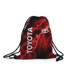 Рюкзак-мешок 3D с принтом TOYOTA в Ухте, 100% полиэстер | плотность ткани — 200 г/м2, размер — 35 х 45 см; лямки — толстые шнурки, застежка на шнуровке, без карманов и подкладки | toyota | авто | автомобиль | логотип | марка | машина | молния | надпись | текстура | тоета | тойота