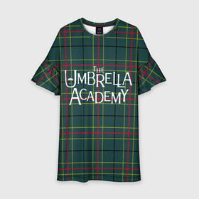 Детское платье 3D с принтом АКАДЕМИЯ АМБРЕЛЛА | UMBRELLA ACADEMY в Ухте, 100% полиэстер | прямой силуэт, чуть расширенный к низу. Круглая горловина, на рукавах — воланы | Тематика изображения на принте: dark horse comics | netflix | the umbrella academy | umbrella | академия амбрелла | белая скрипка | бен харгривз | комикс | комильфо | космобой | кракен | реджинальд харгривз | сеанс | слух