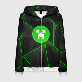 Мужская толстовка 3D на молнии с принтом MINECRAFT CREEPER(S) в Ухте, 100% полиэстер | длина до линии бедра, манжеты и пояс оформлены мягкой тканевой резинкой, двухслойный капюшон со шнурком для регулировки, спереди молния, по бокам два кармана | Тематика изображения на принте: craft | creeper | dungeon | dungeons | earth | game | logo | mine | minecraft | minecraft dungeons | mobile | online | дунгеонс | земля | зомби | игра | крипер | лого | майкрафт | майнкрафт | онлайн | подземелье