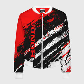 Женский бомбер 3D с принтом HONDA в Ухте, 100% полиэстер | застегивается на молнию, по бокам два кармана без застежек, мягкие манжеты, по низу бомбера и на воротнике — эластичная резинка | 2020 | car | cbr1100xx | cbr600rr | civic | cr v | crv | gyro | honda | pcx | review | roadster | steed | test | авто | хонда | хонда срв