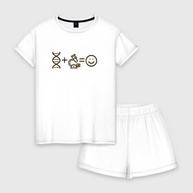 Женская пижама с шортиками хлопок с принтом Sience в Ухте, 100% хлопок | футболка прямого кроя, шорты свободные с широкой мягкой резинкой | engineer | math | nerd | sience | инженер