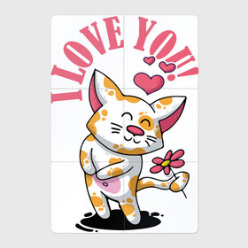 Магнитный плакат 2Х3 с принтом I love you! в Ухте, Полимерный материал с магнитным слоем | 6 деталей размером 9*9 см | Тематика изображения на принте: cat | ears | eyes | flower | gift | heart | kitten | love | moustache | muzzle | paws | shadow | tail | арт | глаза | животные | картинка | кот | котенок | кошка | лапы | любовь | рисунок | сердце | тень | усы | уши | хвост | цветок