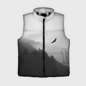 Женский жилет утепленный 3D с принтом ОРЁЛ НАД ЛЕСОМ в Ухте,  |  | bird | dark | fog | forest | heaven | jh k | ktc | sky | texture | деревья | животные | лес | небо | орел | природа | птица | птицы | текстуры | тёмный лес | туман