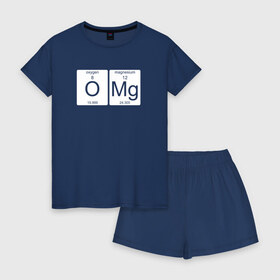 Женская пижама с шортиками хлопок с принтом OMG в Ухте, 100% хлопок | футболка прямого кроя, шорты свободные с широкой мягкой резинкой | engineer | math | nerd | sience | инженер