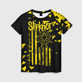 Женская футболка 3D с принтом Slipknot в Ухте, 100% полиэфир ( синтетическое хлопкоподобное полотно) | прямой крой, круглый вырез горловины, длина до линии бедер | band | corey taylor | jim root | metal | mick thomson | music | official | slipknot | альтернативный | глэм | готик | гранж | метал | музыка | пост | рок | слипкнот | хард