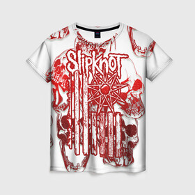 Женская футболка 3D с принтом Slipknot в Ухте, 100% полиэфир ( синтетическое хлопкоподобное полотно) | прямой крой, круглый вырез горловины, длина до линии бедер | band | corey taylor | jim root | metal | mick thomson | music | official | slipknot | альтернативный | глэм | готик | гранж | метал | музыка | пост | рок | слипкнот | хард