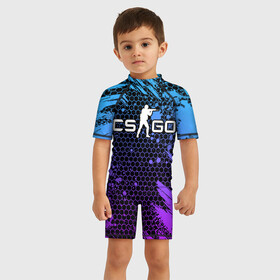 Детский купальный костюм 3D с принтом COUNTER STRIKE в Ухте, Полиэстер 85%, Спандекс 15% | застежка на молнии на спине | counter strike | cs go | global offensive | игра | игры | компьютерные | контер страйк | коунтер страйк | кс го | цс го