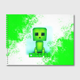 Альбом для рисования с принтом MINECRAFT CREEPER в Ухте, 100% бумага
 | матовая бумага, плотность 200 мг. | Тематика изображения на принте: creeper | game | minecraft | блоки | игра | квадраты | компьютерная | крипер | криппер | майнкрафт | огонь