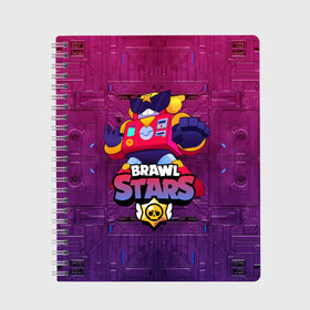 Тетрадь с принтом Surge Brawl Stars в Ухте, 100% бумага | 48 листов, плотность листов — 60 г/м2, плотность картонной обложки — 250 г/м2. Листы скреплены сбоку удобной пружинной спиралью. Уголки страниц и обложки скругленные. Цвет линий — светло-серый
 | bolt | brawl | brawl stars | brawl stars вольт | brawler | leon | robot | surge | volt | бравл | бравл старс | бравл старс вольт | бравлер | вольт | робот бравл старс | сурдж | сюрдж