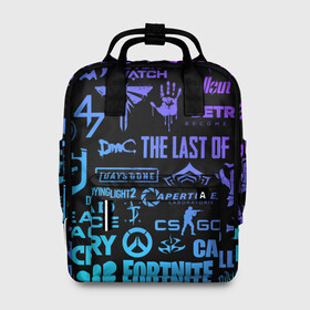 Женский рюкзак 3D с принтом ЛОГОТИПЫ ИГР  в Ухте, 100% полиэстер | лямки с регулируемой длиной, сверху ручки, чтобы рюкзак нести как сумку. Основное отделение закрывается на молнию, как и внешний карман. Внутри два дополнительных кармана, один из которых закрывается на молнию. По бокам два дополнительных кармашка, куда поместится маленькая бутылочка
 | brawl stars | call of duty | cs go | cyberpunk 2077 | dark souls | death stranding | detroit become human | dying light 2 | far cry | farcry | fortnite | metro exodus | overwatch | resident evil 2 | tes | the last of us | warframe | watch do