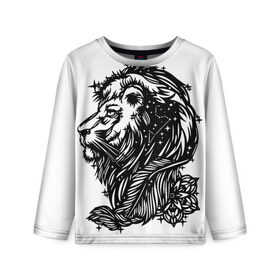 Детский лонгслив 3D с принтом Лев в Ухте, 100% полиэстер | длинные рукава, круглый вырез горловины, полуприлегающий силуэт
 | leo | lion | знаки зодиака | лев | царь зверей