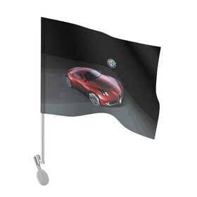 Флаг для автомобиля с принтом Alfa Romeo в Ухте, 100% полиэстер | Размер: 30*21 см | alfa romeo | car | italy | motorsport | prestige | автоспорт | альфа ромео | италия | престиж