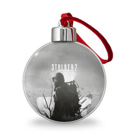 Ёлочный шар с принтом STALKER 2 в Ухте, Пластик | Диаметр: 77 мм | Тематика изображения на принте: chernobyl | post apocalypse | pripyat | shooter | stalker | survival | zone | авария | мутанты | постапокалипсис | припять | сталкер | чернобыль | шутер
