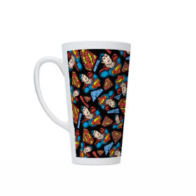 Кружка Латте с принтом Up up and away в Ухте, Белая керамика | Объем 480 мл; Высота 150 мм; Диаметр 90 мм | man | steel | superman | vdzajul | супермен | супермэн