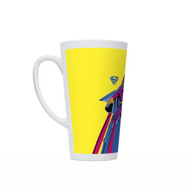 Кружка Латте с принтом Superman в Ухте, Белая керамика | Объем 480 мл; Высота 150 мм; Диаметр 90 мм | man | steel | superman | vdzajul | супермен | супермэн