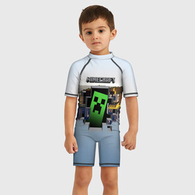 Детский купальный костюм 3D с принтом MINECRAFT   МАЙНКРАФТ в Ухте, Полиэстер 85%, Спандекс 15% | застежка на молнии на спине | craft | creeper | dungeon | dungeons | earth | game | logo | mine | minecraft | minecraft dungeons | mobile | online | дунгеонс | земля | зомби | игра | крипер | лого | майкрафт | майнкрафт | онлайн | подземелье