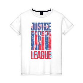 Женская футболка хлопок с принтом Justice League в Ухте, 100% хлопок | прямой крой, круглый вырез горловины, длина до линии бедер, слегка спущенное плечо | aquaman | batman | cyborg | flash | justice league movie (2017) | superman | vdpartat | wonder woman | аквамен | бетмен | лига справедливости | супермен | флеш | чудо женщина