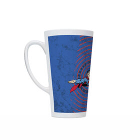 Кружка Латте с принтом Faster в Ухте, Белая керамика | Объем 480 мл; Высота 150 мм; Диаметр 90 мм | man | steel | superman | vdzajul | супермен | супермэн