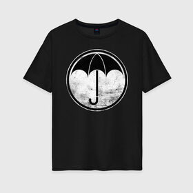 Женская футболка хлопок Oversize с принтом The Umbrella Academy в Ухте, 100% хлопок | свободный крой, круглый ворот, спущенный рукав, длина до линии бедер
 | the umbrella academy | umbrella | академия амбрелла | амбрелла | герб | зонтик