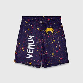 Детские спортивные шорты 3D с принтом VENUM ВЕНУМ в Ухте,  100% полиэстер
 | пояс оформлен широкой мягкой резинкой, ткань тянется
 | Тематика изображения на принте: 
