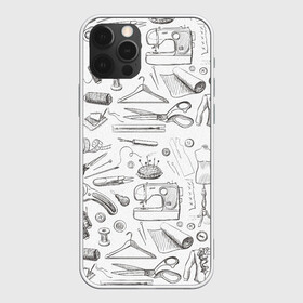 Чехол для iPhone 12 Pro с принтом для швеи  в Ухте, силикон | область печати: задняя сторона чехла, без боковых панелей | handmade | иголка | инструменты для шитья | хэндмэйд | швея | шить