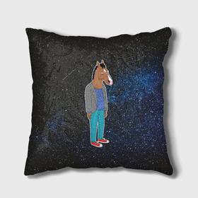 Подушка 3D с принтом galaxy BoJack в Ухте, наволочка – 100% полиэстер, наполнитель – холлофайбер (легкий наполнитель, не вызывает аллергию). | состоит из подушки и наволочки. Наволочка на молнии, легко снимается для стирки | horseman | абстракция | аниме | артхаус | боджек | галактика | звёзды | конь боджек | космос | эстетика