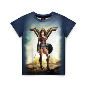 Детская футболка 3D с принтом Wonder Woman в Ухте, 100% гипоаллергенный полиэфир | прямой крой, круглый вырез горловины, длина до линии бедер, чуть спущенное плечо, ткань немного тянется | justice league movie | vdpartat | wonder woman | знаки | лига справедливости | супер герои | чудо женщина