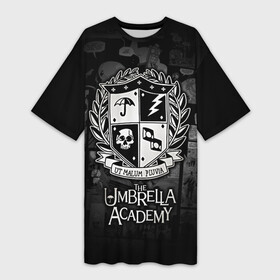 Платье-футболка 3D с принтом Академия Амбрелла в Ухте,  |  | the umbrella academy | umbrella | академия амбрелла | амбрелла | герб | зонтик | комиксы