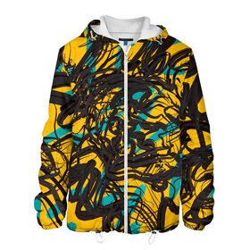 Мужская куртка 3D с принтом Черные линии в Ухте, ткань верха — 100% полиэстер, подклад — флис | прямой крой, подол и капюшон оформлены резинкой с фиксаторами, два кармана без застежек по бокам, один большой потайной карман на груди. Карман на груди застегивается на липучку | 3d | lines | paint | краски | линии | мазки | потерялся