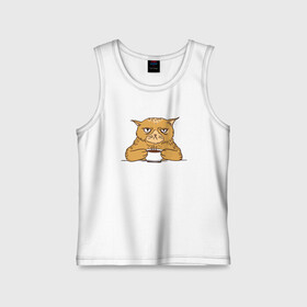 Детская майка хлопок с принтом Grumpy Cat Coffee в Ухте,  |  | cat | coffee | grumpy | hot | kitten | kitty | pussycat | ароматный | горячий | грампи | злой | киса | кот | котик | котэ | кофе | кофеек | кошка | кружка | милый | не выспался | недовольный | прикол | сердитый | сонный | чашка