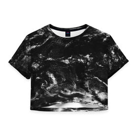 Женская футболка Crop-top 3D с принтом ЧЕРНЫЙ МРАМОР в Ухте, 100% полиэстер | круглая горловина, длина футболки до линии талии, рукава с отворотами | geometry | kaleidoscope | pattern | polyscape | smoke | space | textures | tie dye | абстракт | вселенная | геометрия | города | дым | каледоскоп | космос | паттерн | полискейп | природа | тай дай | текстура | текстуры | хиппи | цвета