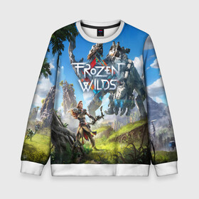 Детский свитшот 3D с принтом Horizon Zero Dawn в Ухте, 100% полиэстер | свободная посадка, прямой крой, мягкая тканевая резинка на рукавах и понизу свитшота | aloy | antasy girl | art | artwork | digital art | fantasy | horizon | horizon: zero dawn | landscape | tallneck | warrior fantasy | weapon | zero dawn