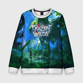 Детский свитшот 3D с принтом Horizon Zero Dawn PC 2020 в Ухте, 100% полиэстер | свободная посадка, прямой крой, мягкая тканевая резинка на рукавах и понизу свитшота | aloy | antasy girl | art | artwork | digital art | fantasy | horizon | horizon: zero dawn | landscape | tallneck | warrior fantasy | weapon | zero dawn