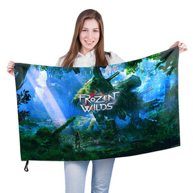 Флаг 3D с принтом Horizon Zero Dawn PC 2020 в Ухте, 100% полиэстер | плотность ткани — 95 г/м2, размер — 67 х 109 см. Принт наносится с одной стороны | aloy | antasy girl | art | artwork | digital art | fantasy | horizon | horizon: zero dawn | landscape | tallneck | warrior fantasy | weapon | zero dawn