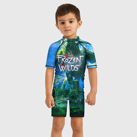 Детский купальный костюм 3D с принтом Horizon Zero Dawn PC 2020 в Ухте, Полиэстер 85%, Спандекс 15% | застежка на молнии на спине | Тематика изображения на принте: aloy | antasy girl | art | artwork | digital art | fantasy | horizon | horizon: zero dawn | landscape | tallneck | warrior fantasy | weapon | zero dawn