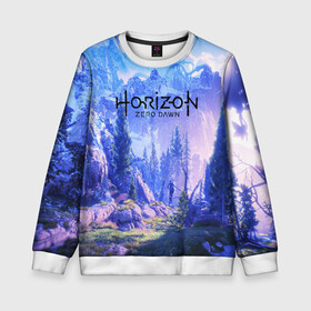 Детский свитшот 3D с принтом Horizon Zero Dawn в Ухте, 100% полиэстер | свободная посадка, прямой крой, мягкая тканевая резинка на рукавах и понизу свитшота | aloy | antasy girl | art | artwork | digital art | fantasy | horizon | horizon: zero dawn | landscape | tallneck | warrior fantasy | weapon | zero dawn